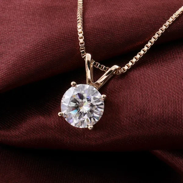 Round Clear Stone Solitaire Pendant — product view 6