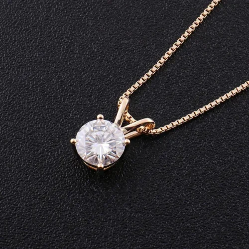 ggjwl-round-clear-stone-solitaire-pendant-pd0002-main Round clear stone solitaire pendant with a V-shaped bail and yellow setting color