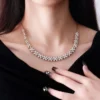 White Clear Flower Cluster Necklace — product view 4