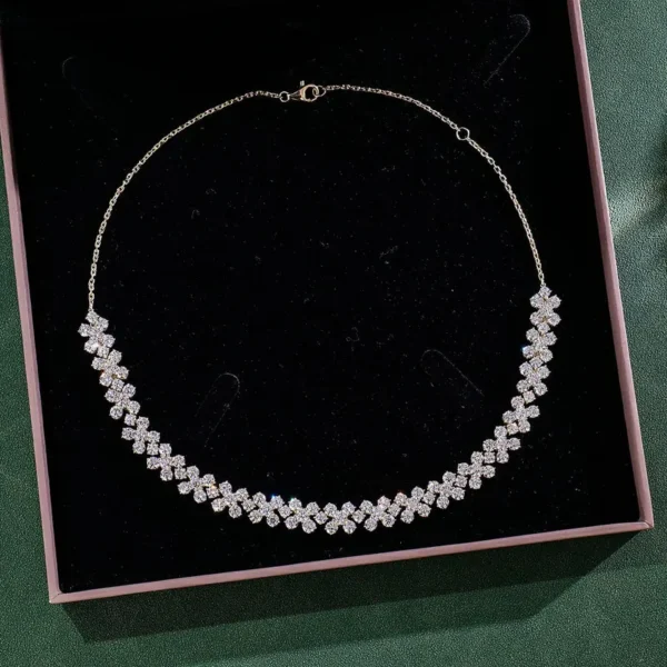 White Clear Flower Cluster Necklace — product view 5