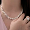 White Clear Flower Cluster Necklace — product view 6