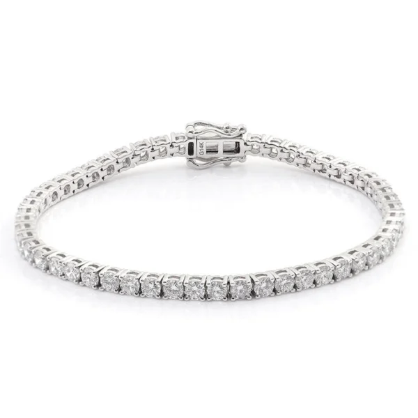 White Clear Round Tennis Bracelet — main product view