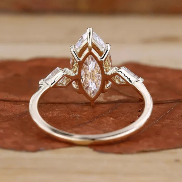 Yellow Marquise Three Stone Ring — product view 6