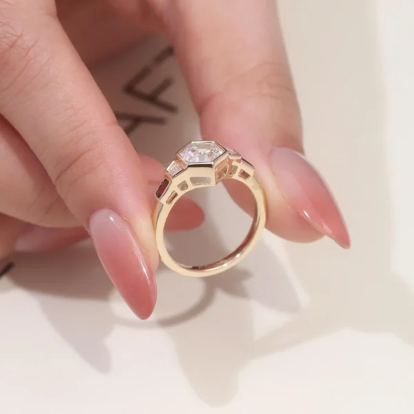 Yellow Square Clear Bezel Ring — product view 2