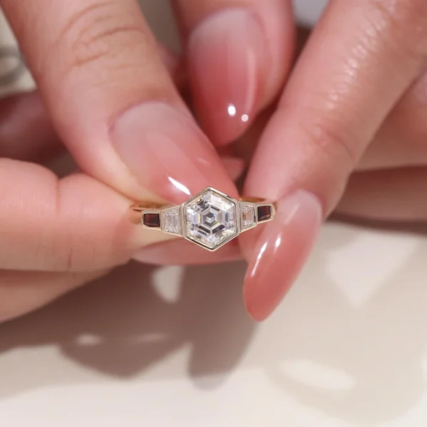 Yellow Square Clear Bezel Ring — product view 3