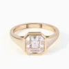 Yellow Square Clear Bezel Ring — main product view