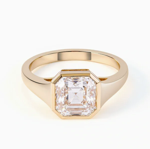 Yellow Square Clear Bezel Ring — main product view