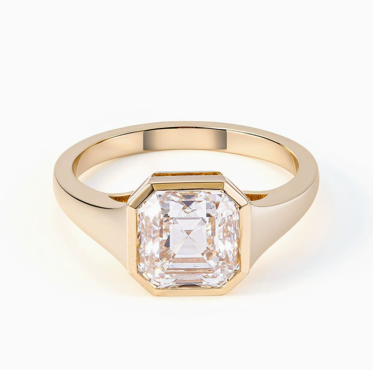 Yellow Square Clear Bezel Ring — main product view