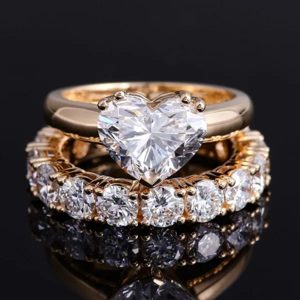 Heart Lab-Grown Diamond Ring Set in Silver shown in the product photograph.