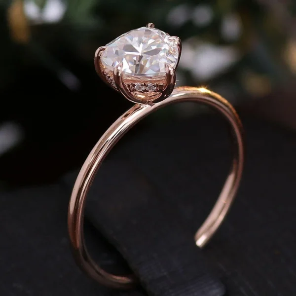 Jewelry design reference showing the ring setting and band. Heart Lab-Grown Diamond Solitaire Ring.