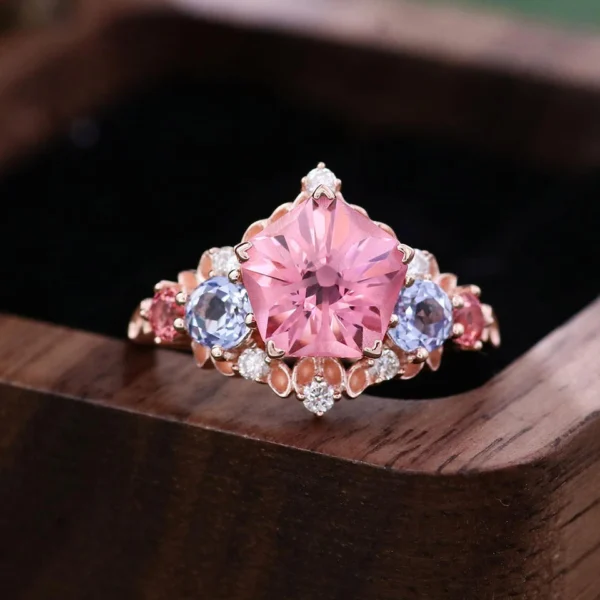 Additional product photograph showing the ring design, setting and band.