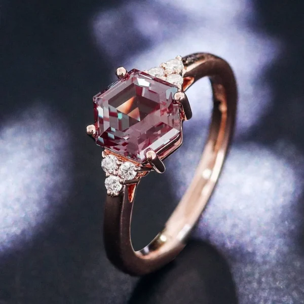 Additional product photograph showing the ring design, setting and band.