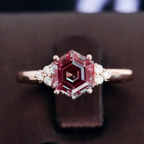Lab-Grown Alexandrite Ring in 18K Solid Gold shown in the product photograph.