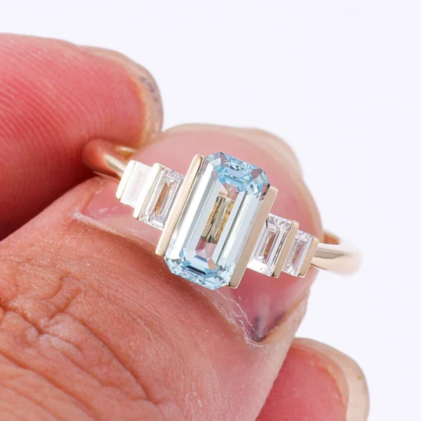 Additional product photograph showing the ring design, setting and band.
