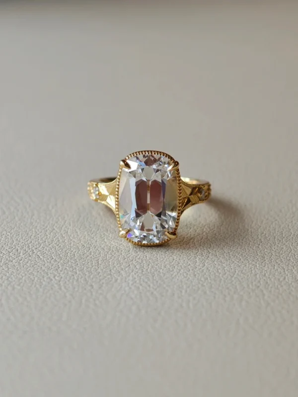 Additional product photograph showing the ring design, setting and band.