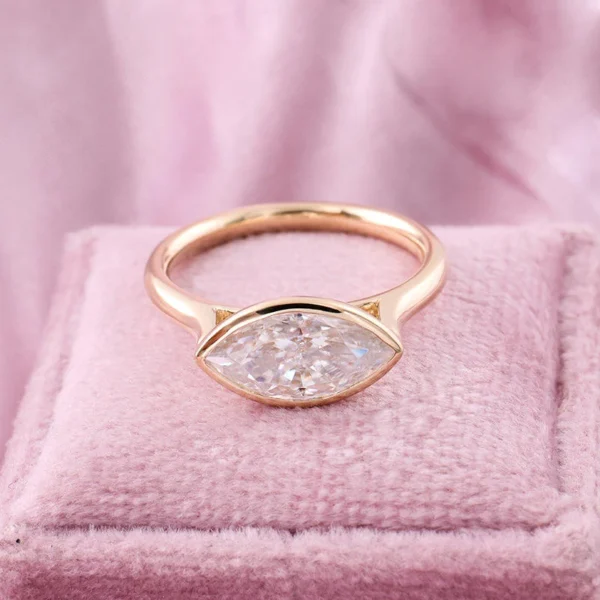 Marquise Gemstone Solitaire Ring in Gold shown in the product photograph.