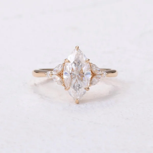 Marquise Lab-Grown Diamond Ring in 14K Solid Gold shown in the product photograph.