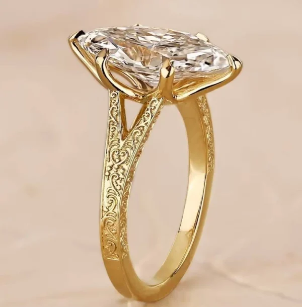 Additional product photograph showing the ring design, setting and band.
