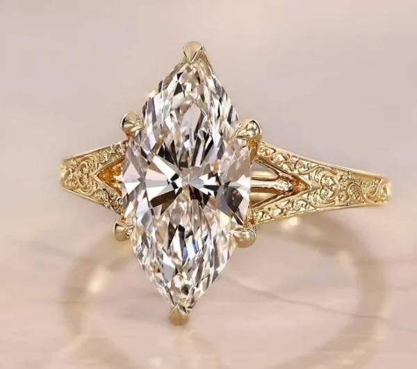 Marquise Lab-Grown Diamond Ring in Gold shown in the product photograph.
