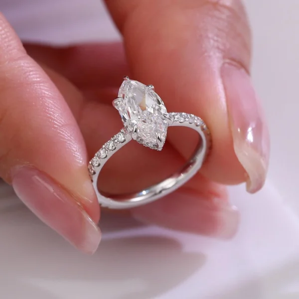 Additional product photograph showing the ring design, setting and band.