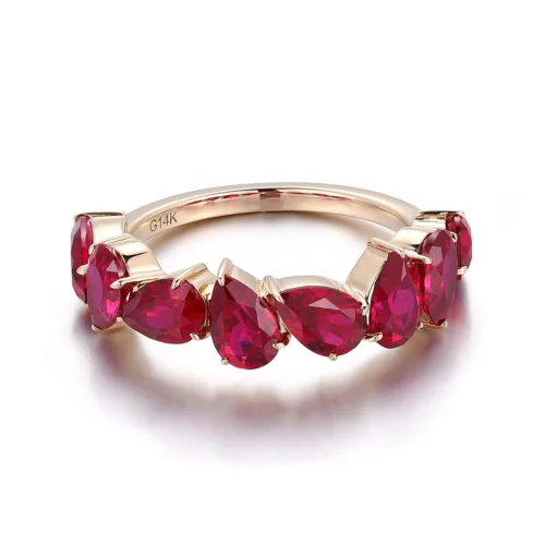 Pear Half-Eternity Ring - Product View Product photograph showing the pear half-eternity ring.