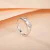 Additional product photograph showing the ring design, setting and band.