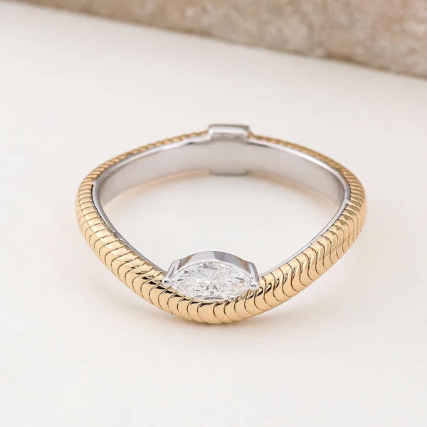 Additional product photograph showing the ring design, setting and band.