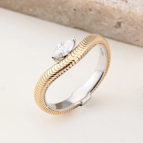 Marquise Moissanite Ring in Gold shown in the product photograph.