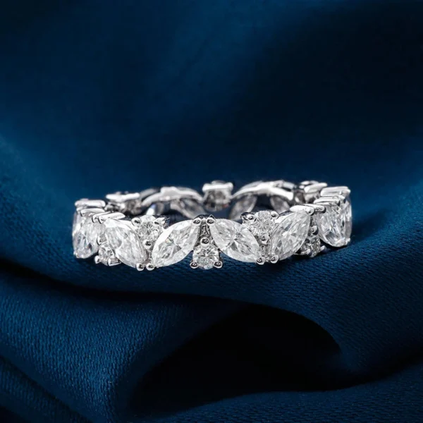 Marquise Moissanite Eternity Ring in Gold, product view 1.
