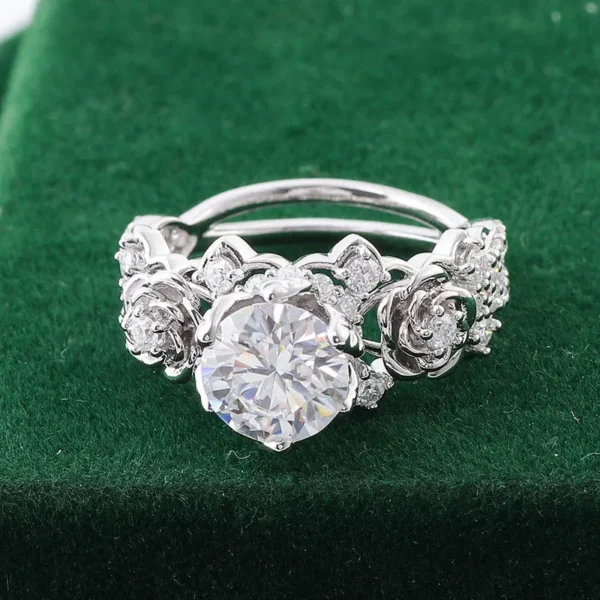 Moissanite Floral Ring shown in the product photograph.