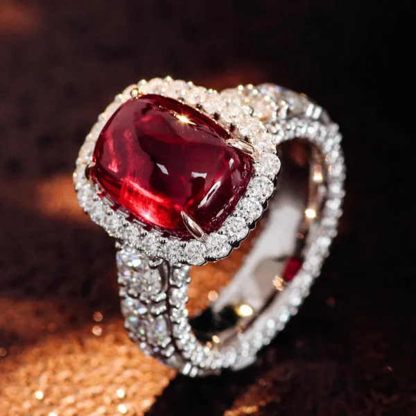 Additional product photograph showing the ring design, setting and band.