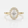 Oval Lab-Grown Diamond Halo Ring in 14K Solid Gold shown in the product photograph.