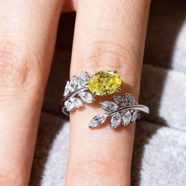 Additional product photograph showing the ring design, setting and band.