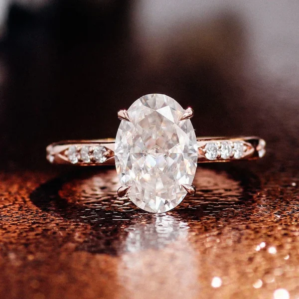 Oval Lab-Grown Diamond Ring in 14K Solid Gold shown in the product photograph.