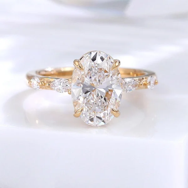 Oval Lab-Grown Diamond Ring in Gold shown in the product photograph.