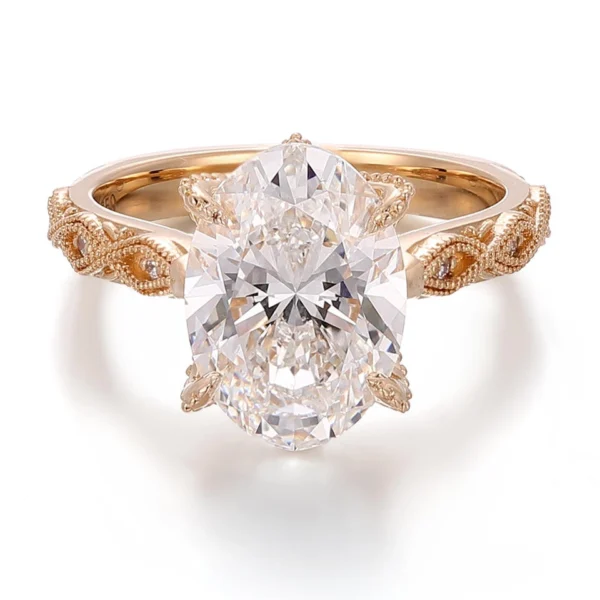 Jewelry design reference showing the ring setting and band. Oval Side-Stone Engagement Ring Design.