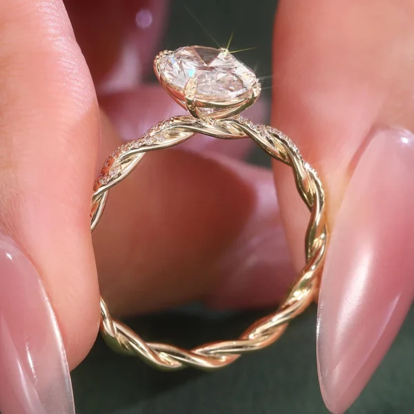 Additional product photograph showing the ring design, setting and band.