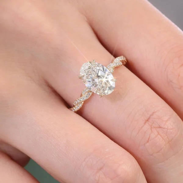 Oval Lab-Grown Diamond Solitaire Ring in 14K Solid Gold shown in the product photograph.