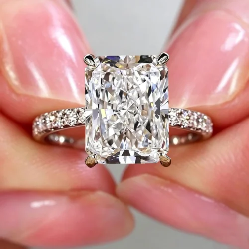 Product photograph showing the radiant solitaire ring.