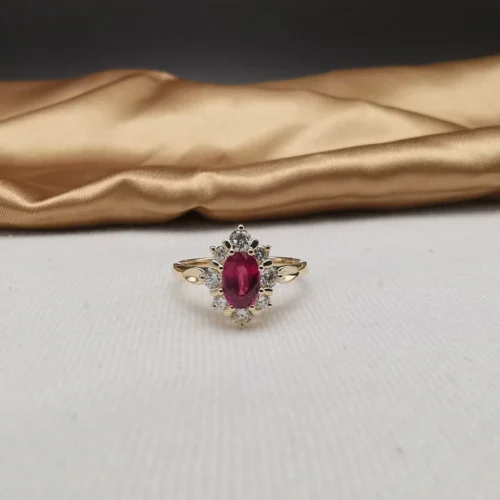 Oval Lab-Grown Ruby Ring in Gold shown in the product photograph.