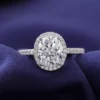 Oval Moissanite Halo Ring in Gold, product view 1.