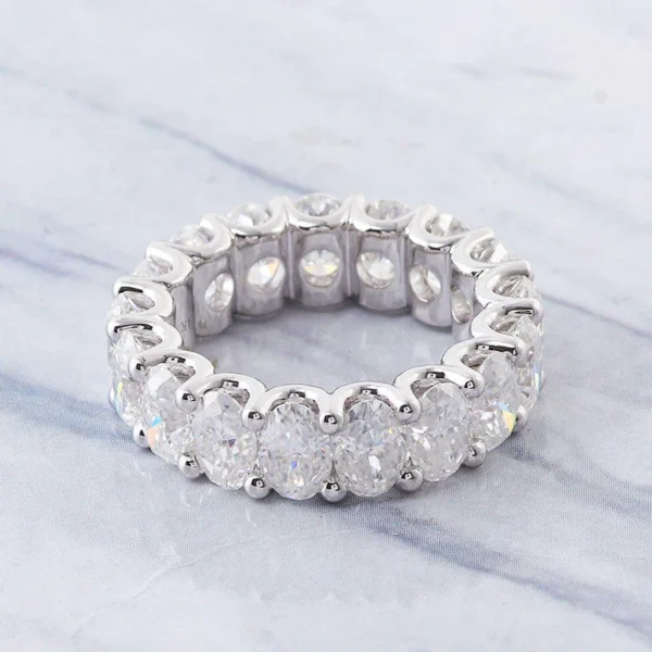Oval Moissanite Ring in 925 Sterling Silver shown in the product photograph.