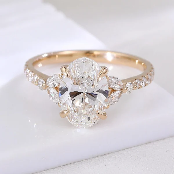 Oval Moissanite Ring in Gold shown in the product photograph.
