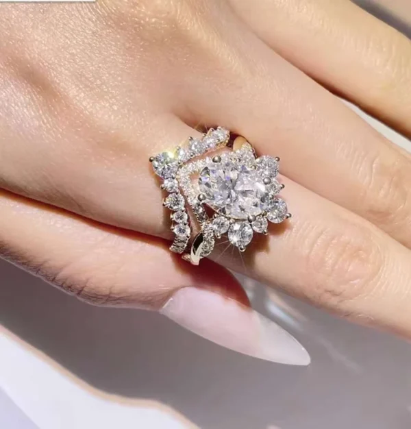 Additional product photograph showing the ring design, setting and band.
