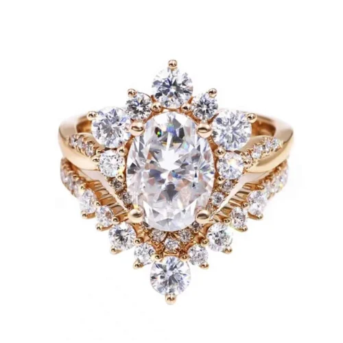 Oval Moissanite Ring Set in Gold shown in the product photograph.