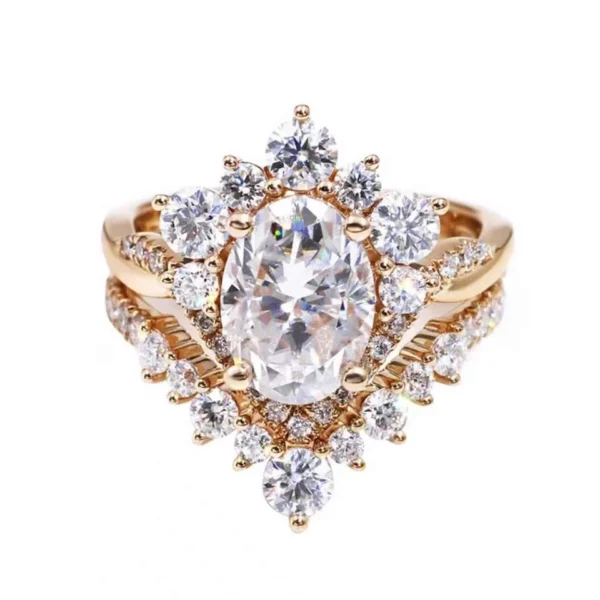 Oval Moissanite Ring Set in Gold shown in the product photograph.