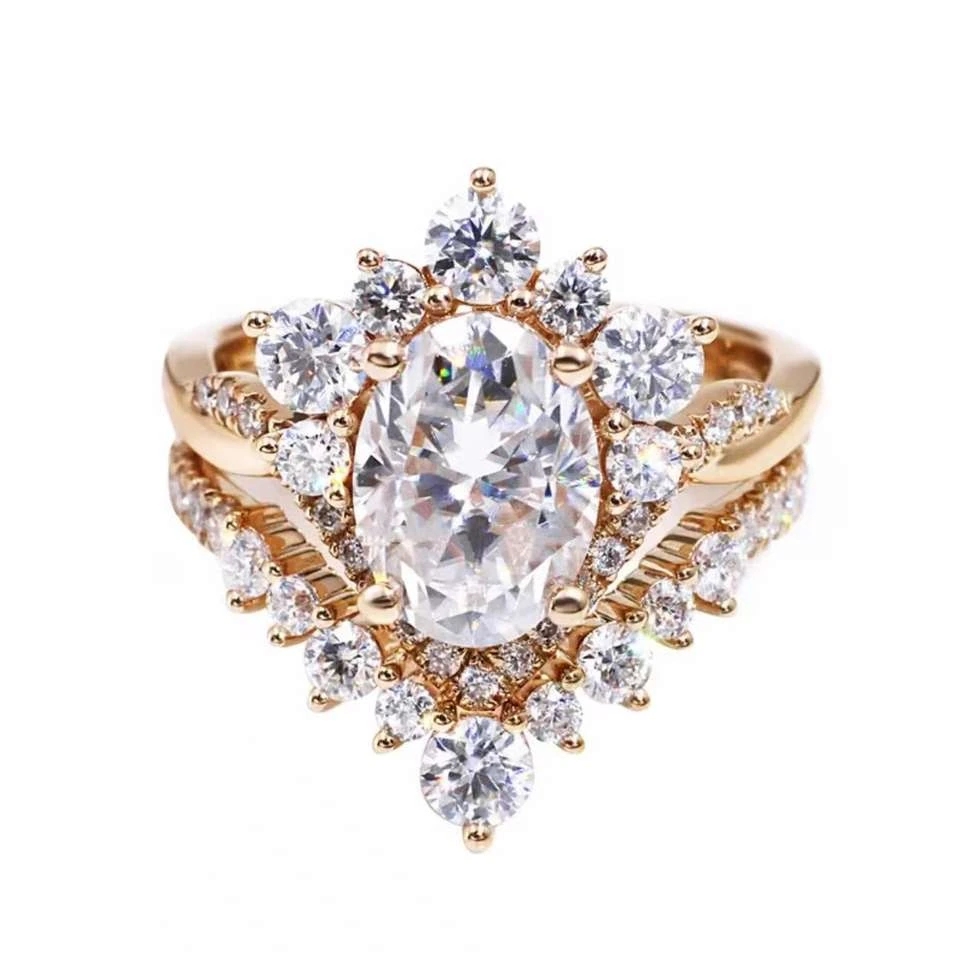 Oval Moissanite Ring Set in Gold shown in the product photograph.