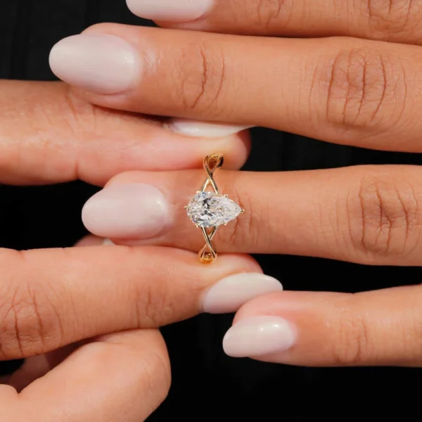 Additional product photograph showing the ring design, setting and band.