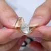 Pear Lab-Grown Diamond Half-Bezel Ring in 14K Solid Gold shown in the product photograph.