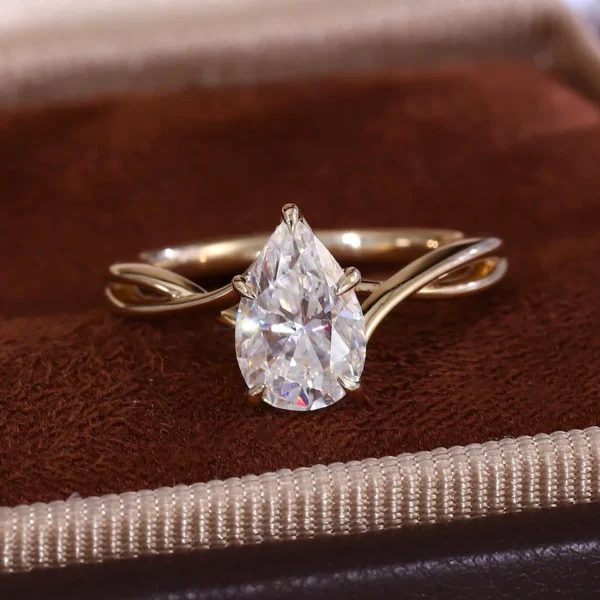 Pear Lab-Grown Diamond Solitaire Ring in 14K Solid Gold shown in the product photograph.